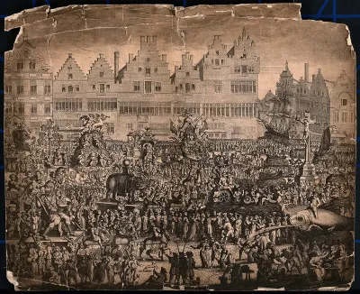 The yearly Ommegang pageant in Antwerp, 1685