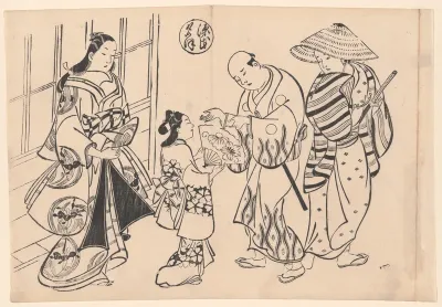 The Yugao Chapter from "The Tale of Genji" (Genji Yugao), from a series of Genji parodies
