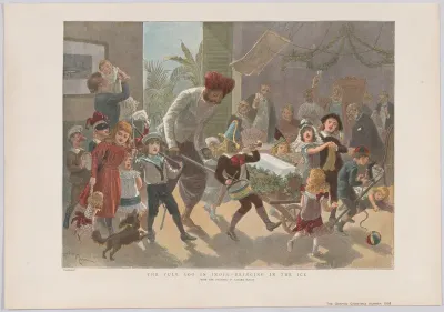 The Yule Log in India — Bringing in the Ice, from "The Graphic" Christmas Number