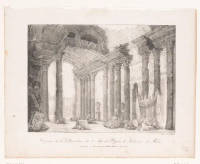Theaterdecor voor de derde acte van de opera Valentine de Milan