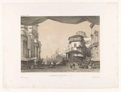 Theaterdecor voor de eerste acte van het stuk Zerline (of La corbeille d'oranges)