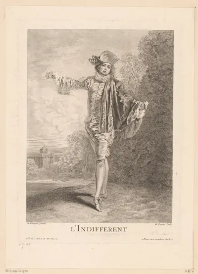 Theaterfiguur in parklandschap