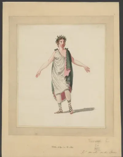 Theaterkostuum van een nymf