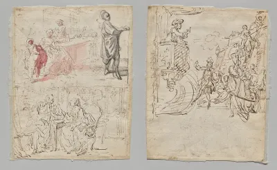 Theatre Scene (recto); Lingerie Boutique and Conversation (verso)