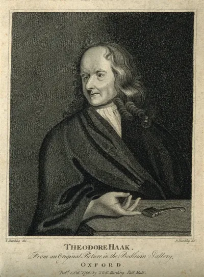 Theodore Haak. Stipple engraving by E. Harding, 1796, after S. Harding