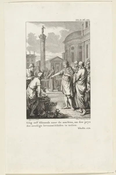 Theophilos van Byzantium op een markt in Constantinopel