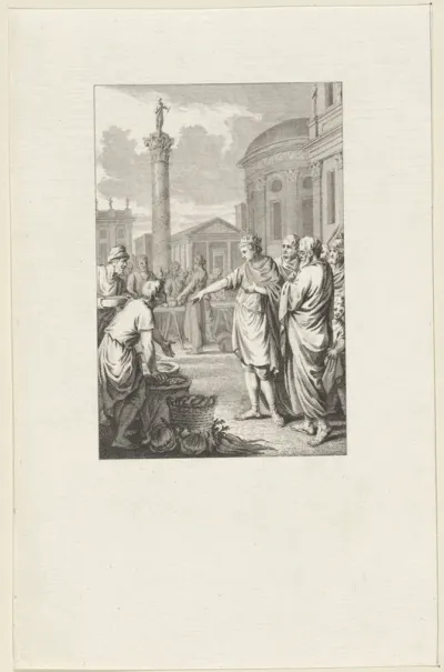Theophilos van Byzantium op een markt in Constantinopel