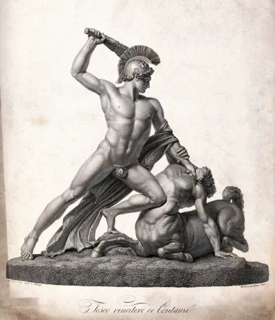 Theseus fighting a centaur