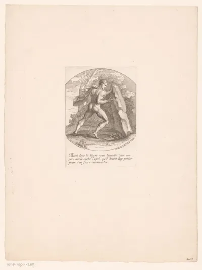 Theseus heft de steen op waaronder de degen ligt