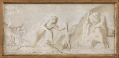 Thetis dypper sin spæde søn Achilleus i floden Styx for at gøre ham usårlig