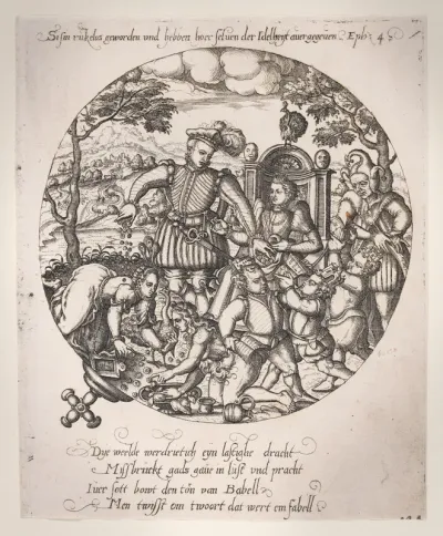 They have become foolhardy and have given themselves over to vanity (Ephesians 4:19), plate 2 from a series of Four Allegories of the Netherlands
