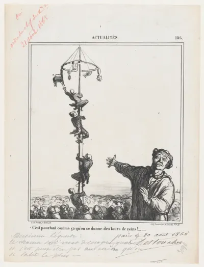 This is just a way to strain your back, from 'News of the day,' published in Le Charivari, August 28, 1868