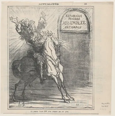 This poor King Louis XIV doesn't believe his eyes, from 'News of the day,' published in Le Charivari, August 21, 1871