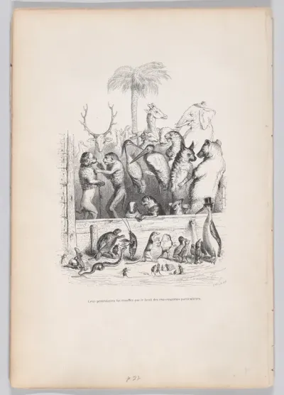 This protest was stifled by the noise of private conversations, from "Scenes from the Private and Public Life of Animals"