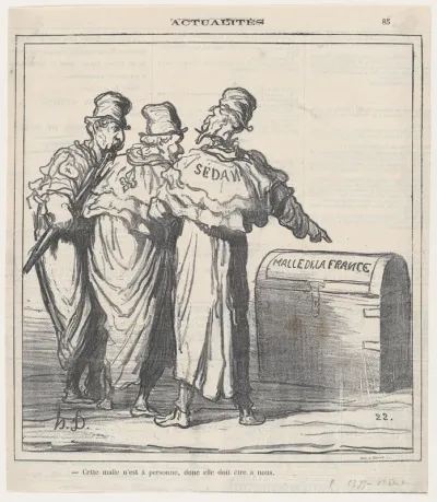 This trunk belongs no one, so it must be ours!, from 'News of the day,' published in Le Charivari, May 6, 1872