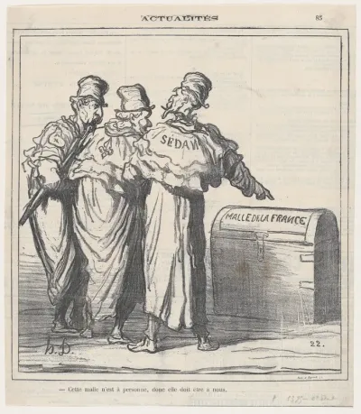 This trunk belongs no one, so it must be ours!, from 'News of the day,' published in "Le Charivari"