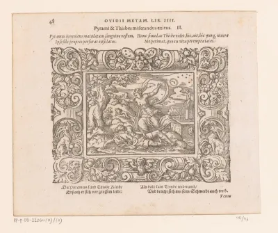 Thisbe doodt zichzelf met het zwaard van Pyramus
