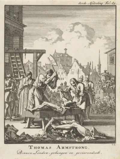 Thomas Armstrong in Londen opgehangen en gevierendeeld, 1684