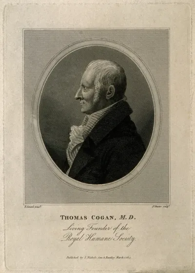 Thomas Cogan. Stipple engraving by J. Basire after F. P. S. Gérard