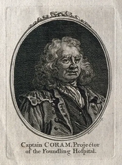 Thomas Coram. Line engraving by A. Bannerman after W. Hogarth