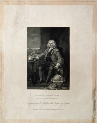 Thomas Coram. Line engraving by B. Holl after W. Hogarth
