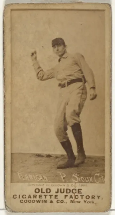 Thomas Flanagan, Pitcher, Sioux City Corn Huskers, from the Old Judge series (N172) for Old Judge Cigarettes