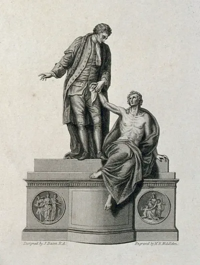 Thomas Guy. Line engraving by M. H. Middleton after J. Bacon, senior, 1779