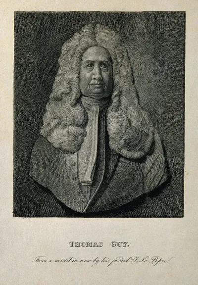 Thomas Guy. Stipple engraving after a wax model by F. Le Pipre