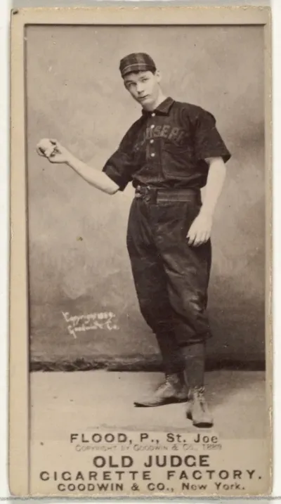 Thomas J. Flood, Pitcher, St. Joseph Clay Eaters, from the Old Judge series (N172) for Old Judge Cigarettes