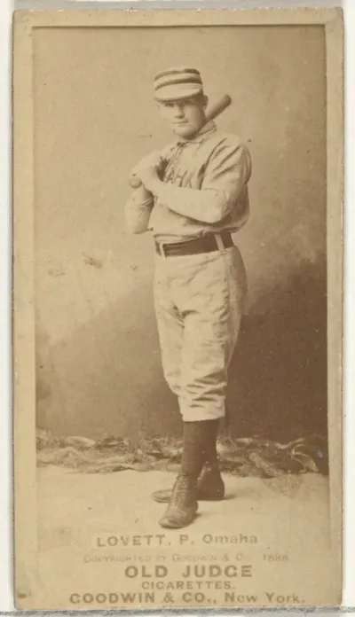 Thomas Joseph "Tom" Lovett, Pitcher, Omaha Omahogs/ Lambs, from the Old Judge series (N172) for Old Judge Cigarettes