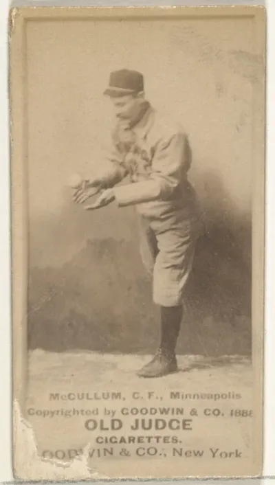 Thomas McCallum, Center Field, Minneapolis, from the Old Judge series (N172) for Old Judge Cigarettes
