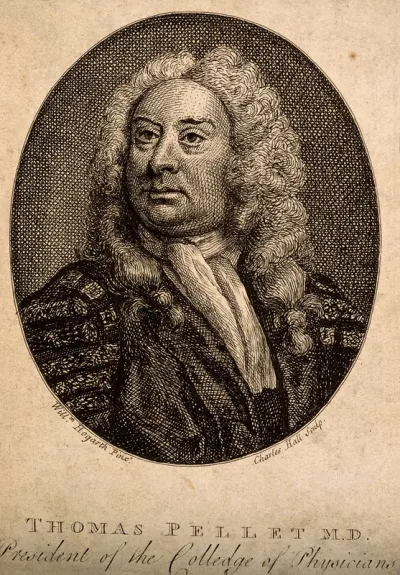 Thomas Pellet. Line engraving by C. Hall after W. Hogarth