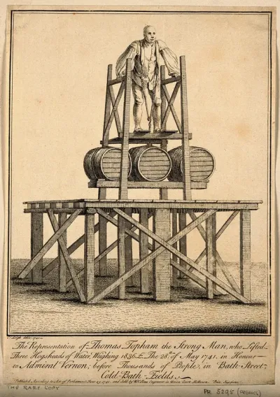 Thomas Topham, lifting 1836 lbs