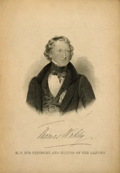 Thomas Wakley. Stipple engraving by H. Fernell, 1835, after J.K. Meadows