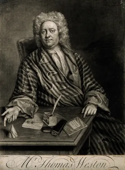 Thomas Weston. Mezzotint by J. Faber, junior, 1723, after M. Dahl
