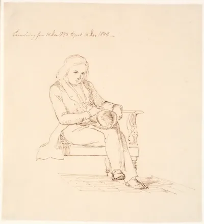 Thorvaldsen siddende i en sofa