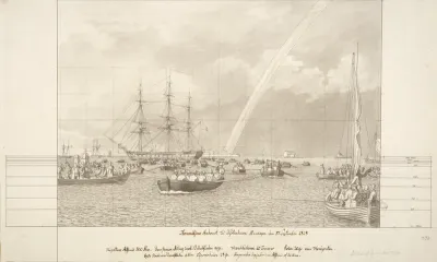 Thorvaldsens ankomst og modtagelse på Københavns red den 17. september 1838.