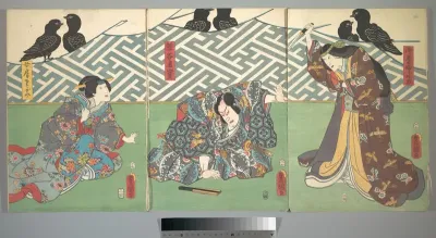 Three Actors on Stage: Kumagai Naozane — Utagawa Kunisada Kanvas Tablo
