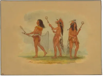 Three Celebrated Ball Players - Choctaw, Sioux and Ojibbeway