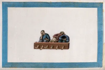 Three Chinese prisoners in the stocks