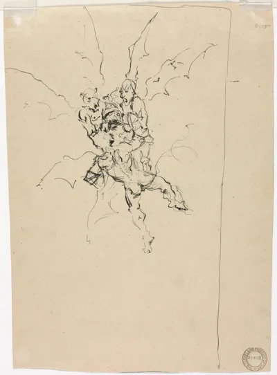 Three Demons Holding a Knight (verso)