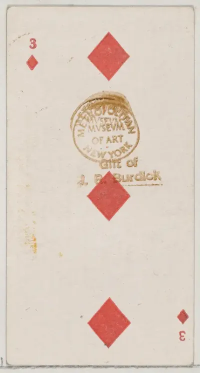 Three Diamonds (red), from the Playing Cards series (N84) for Duke brand cigarettes