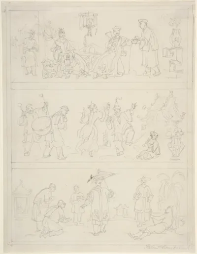 Three Friezes of Chinese Figures