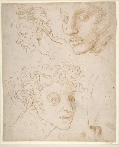 Three Heads after Michelangelo's Frescoes in the Sistine Chapel