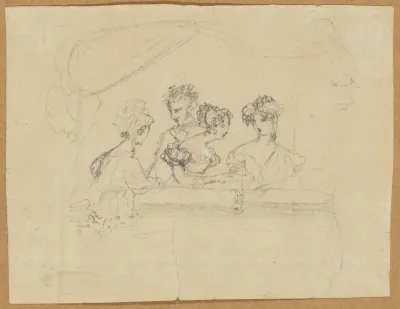 Three Ladies and a Gentleman in a Theater Box