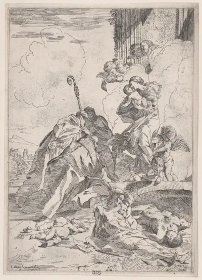 Three Luchese saints interceding with the Virgin for the victims of the plague