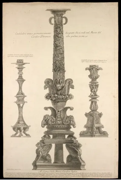 Three marble candelabras