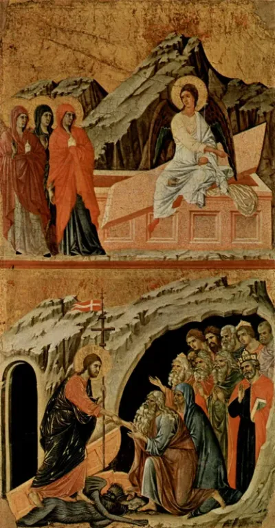 Three Marys at the Tomb (top); Descent into Hell (bottom)