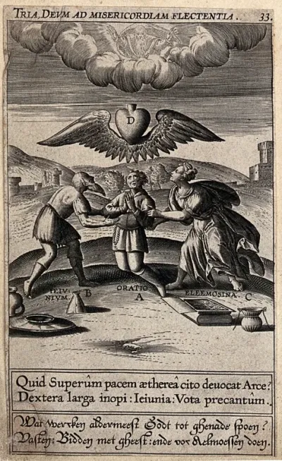 Three means to gain God's mercy: fasting, prayer and alms, which cause the heart of man to fly towards God