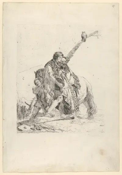 Three Men standing beside a Horse, from the Scherzi